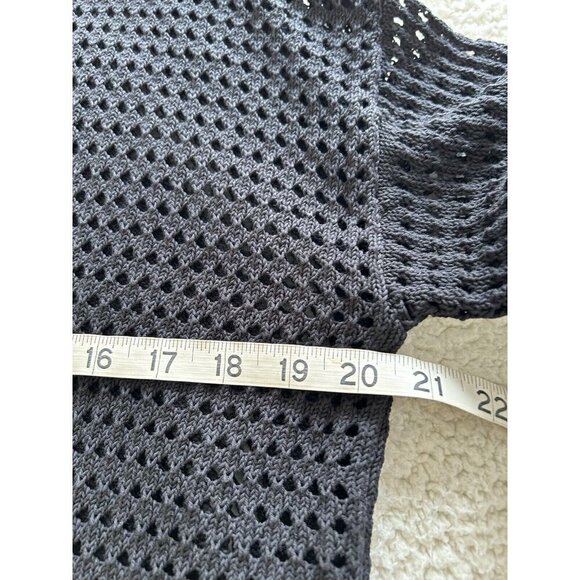 Madewell Open Stitch Polo Cardigan Sweater in Black Size S - Picture 7 of 8